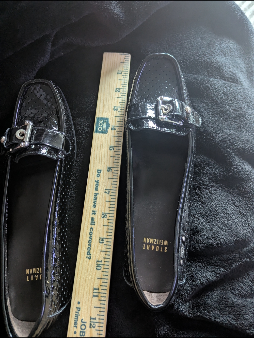 Stuart Weitzman Black Patent Leather Loafers with Silver Hardware 9m - Picture 5 of 10